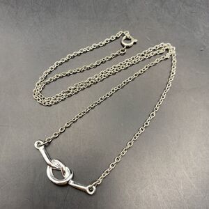 Dainty Pretzel Knot Bar Pendant Necklace Silver Tone Bar Classic Vintage